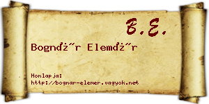 Bognár Elemér névjegykártya
